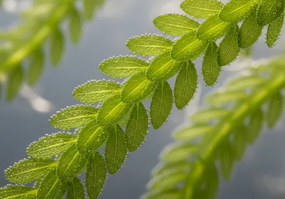 Elodea canadensis native submerged aquatic plant with three leaves per whorl in clear water